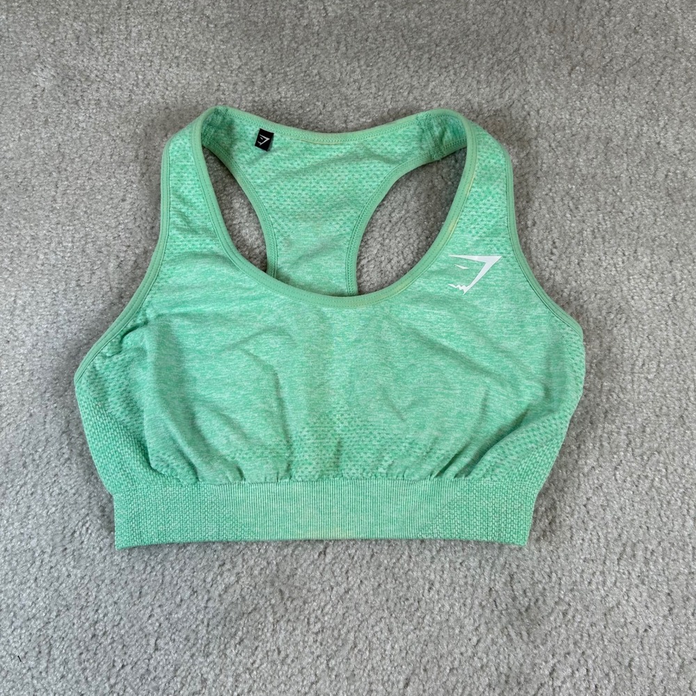 Gymshark Vital Seamless Sports Bra Women Small Mint Green Racerback Marl Active